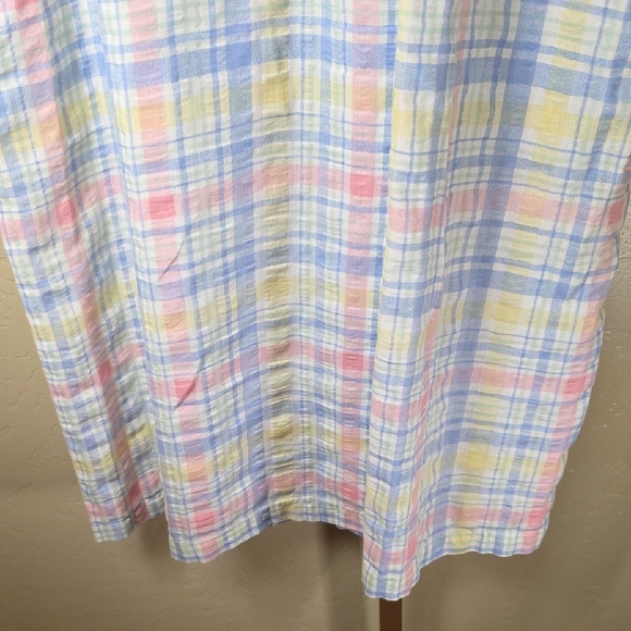 Vanity Fair Vintage 70's Pastel Plaid  House Coat Snap Robe Dress Pockets XL - Picture 11 of 14